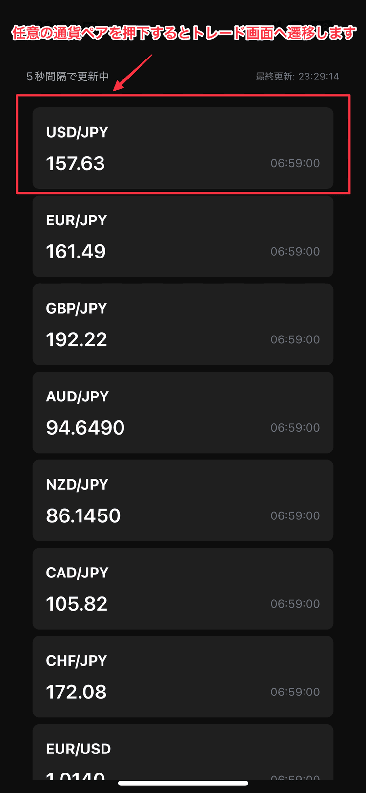 通貨ペア一覧